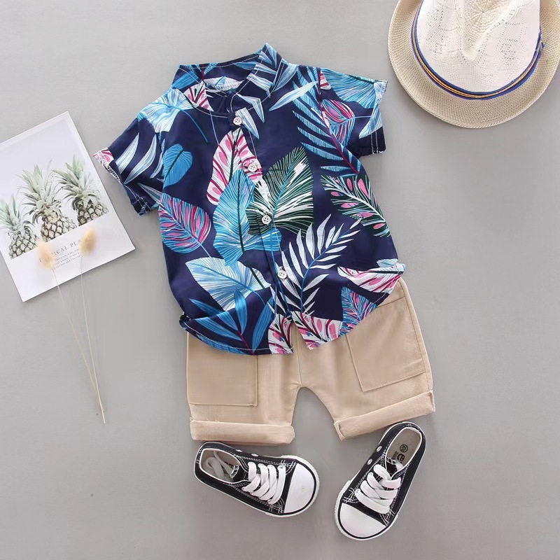 Conyson Wholesale Summer Short Sleeve Newfashion Clothes Design Cotton Sets Two Piece Kids Boy Shorts Casual Clothing Outfit Set