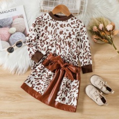 Conyson New Arrivals Spring Autumn Long Sleeve Leopard Printing 0-Neck Girls Fashion Two Piece Baby Girl Outfit 2pcs Clothes Set