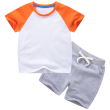 White orange + gray color matching short T suit