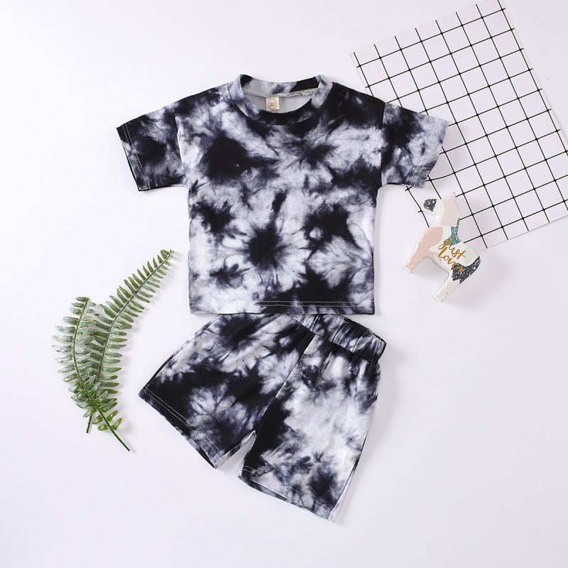 Wholesale Children'S Set Summer Tie-Dyed T-Shirts And Shorts Girls Boutique Toddler Baby Boys Summer Clothing Sets