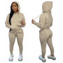 2022 Spring Custom Logo 2 Pc Hoodie Set Women Clothing Winter 2 Piece Set For Women Solid Crop Top Two Piece Sweat Pants Set