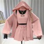 Wholesale AUTUMN fashion designer women's short Clothes sport suit woman clothing three-piece adult tank top shorts hoodie Sets