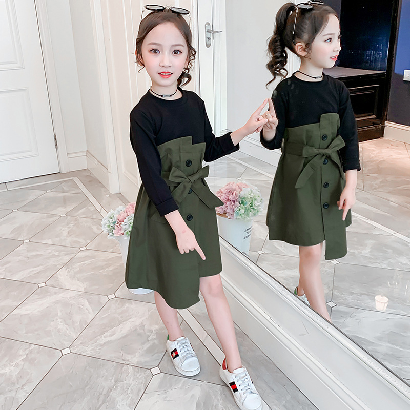 Manufacturers Selling Fashionable Autumn Models Casual Girls Long Sleeve Dresses 2 Piece Suits