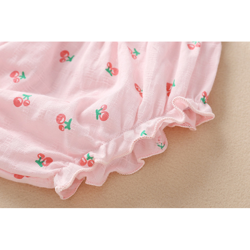 Conyson direct sales wholesale price 0-2Y bunny sleeveless ruffle floral strawberry sweet with bow 3 Pieces cute baby rompers