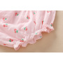 Conyson direct sales wholesale price 0-2Y bunny sleeveless ruffle floral strawberry sweet with bow 3 Pieces cute baby rompers