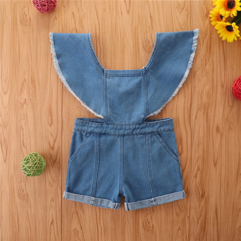Conyson Summer Sleeveless Kids Girls Denim Jumpsuit Clothing Backless Top Shorts One Piece Littler Girls Clothes Outifits