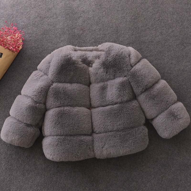 Fashion O-Neck Solid Color Cardigan Velour Faux Fur Hood Girls Long Sleeve Thick Warm Winter Coats