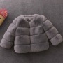 Fashion O-Neck Solid Color Cardigan Velour Faux Fur Hood Girls Long Sleeve Thick Warm Winter Coats