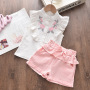 Conyson Wholesale Boutique Flares Fashion 2 Pieces Little Girls Matching Clothing Kids Sleeveless Clothing Baby Clothes Outfit