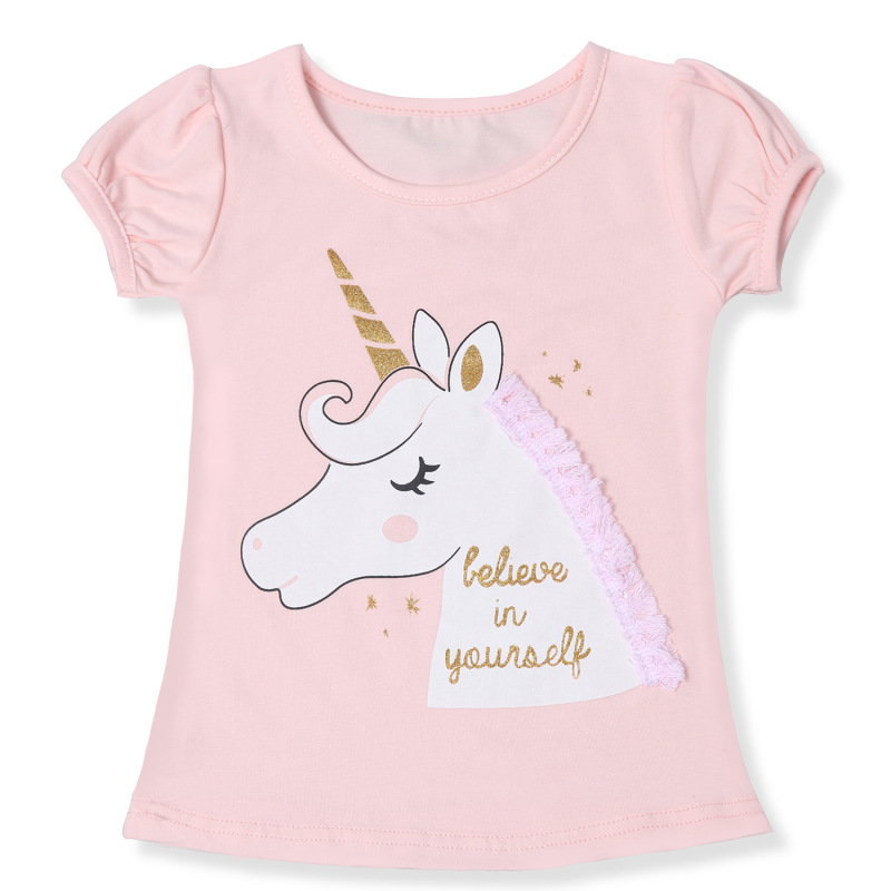 2021 New Hot Sell Summer girls t shirt Baby tee kids tops Children fashion clothes milk cup bling sequins top tees