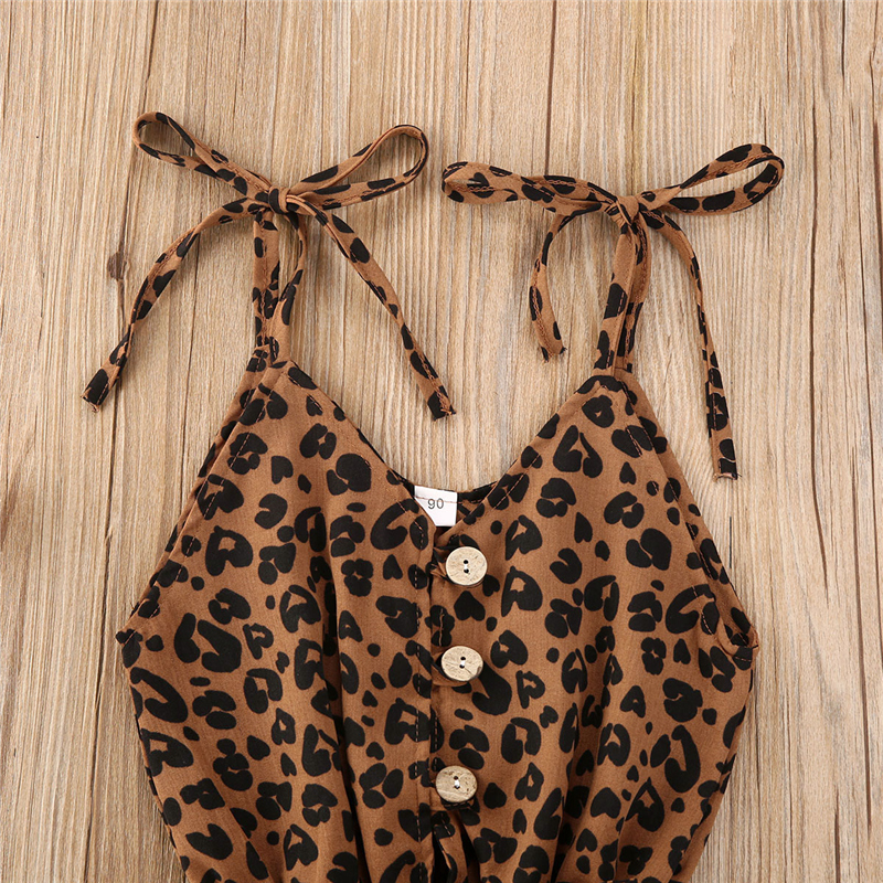 Conyson Summer Infant Baby Girls Clothing Leopard Overalls 4 Colors Sleeveless Button Shorts Jumpsuits Fashion Outfits