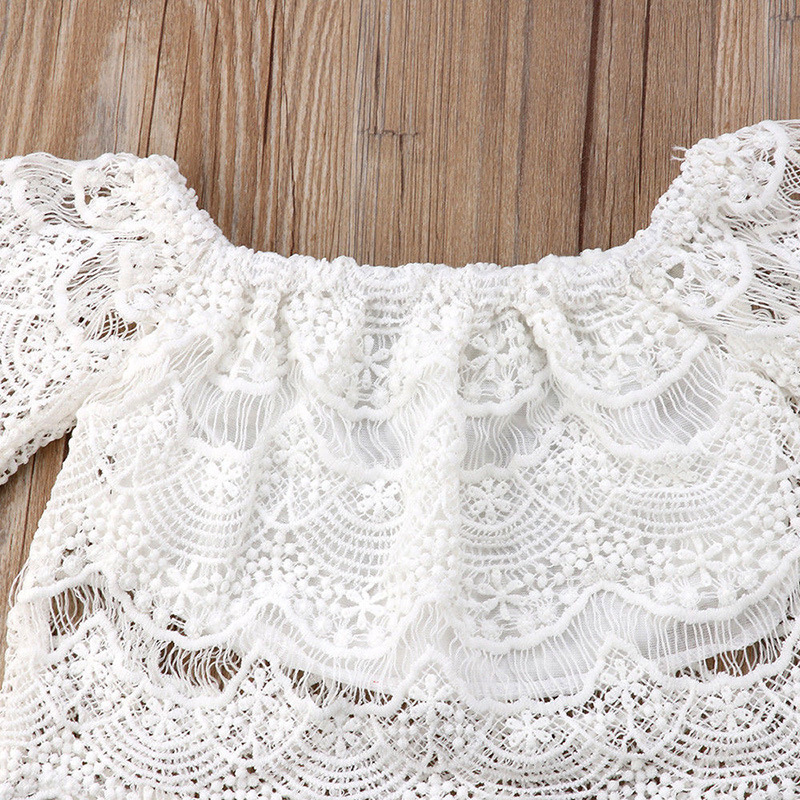 Conyson Wholesale Fashion Summer Children's Girls Clothes Suits Lace High Waist Top Denim Shorts Skirts 3 Pieces Elegance Sets