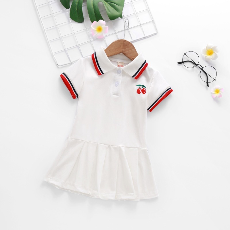 wholesale 2021 summer 2-7 year High quality casual little girls Dress baby print short sleeve cotton ruffle princess girl dress