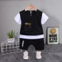 Conyson High Quality Summer Short Sleeve Organic Cotton Sports Style Pullover Two Piece Kids Boy Shorts Casual Clothing Set
