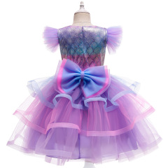 Conyson 2023 Luxury Curvy Kids Dress 3-8Y Print Color Matching Mermaid Lace Plaid Cute With Bow Tulle Skirt Princess Dresses