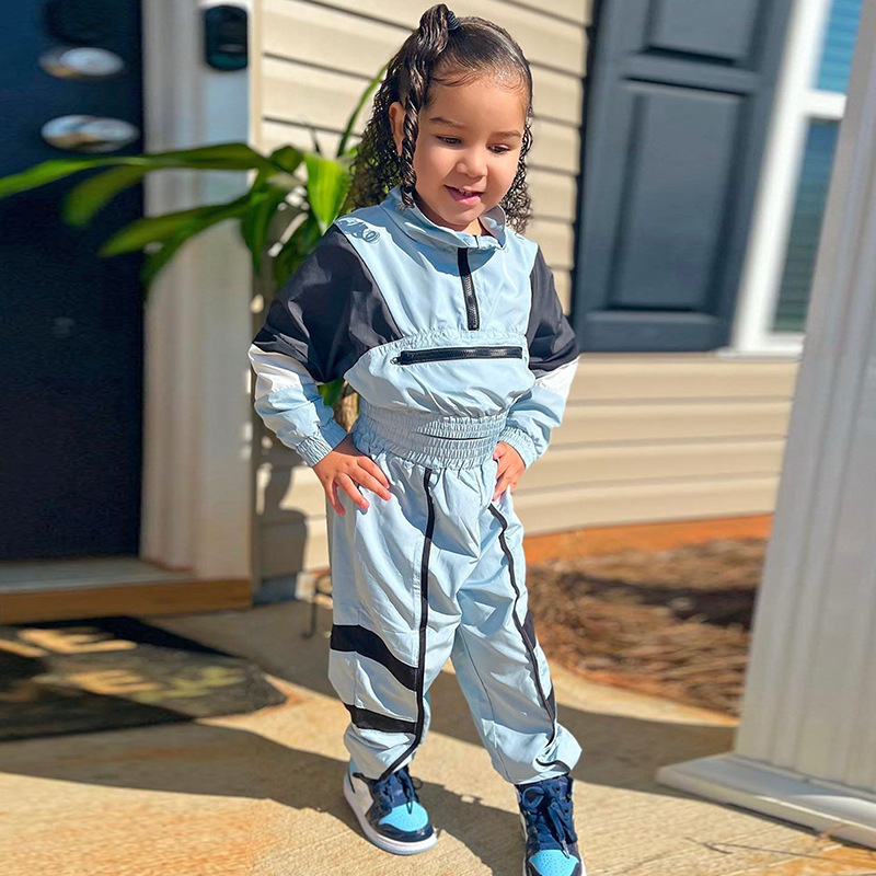 Conyson New Fashion Kids Clothing Spring Windbreaker Long Sleeve Jacket Biker Set Long Pants Two Pieces Tracksuits Sets