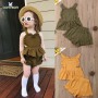Conyson Summer baby girls ruffle shirt pp shorts 2pcs outfit infant sling tops shorts Outfit Toddler Kids Floral Newborn Set