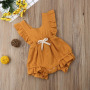 Wholesale Cotton Gauze Infant Flutter Sleeve Suit Baby Summer Clothing Rompers Sleeveless