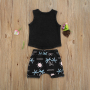 Conyson Wholesale Summer Causal Boys Clothes Sets Beachwear Trees Printed Sleeveless Pullover Vest Tops Shorts Kids Clothes Kid