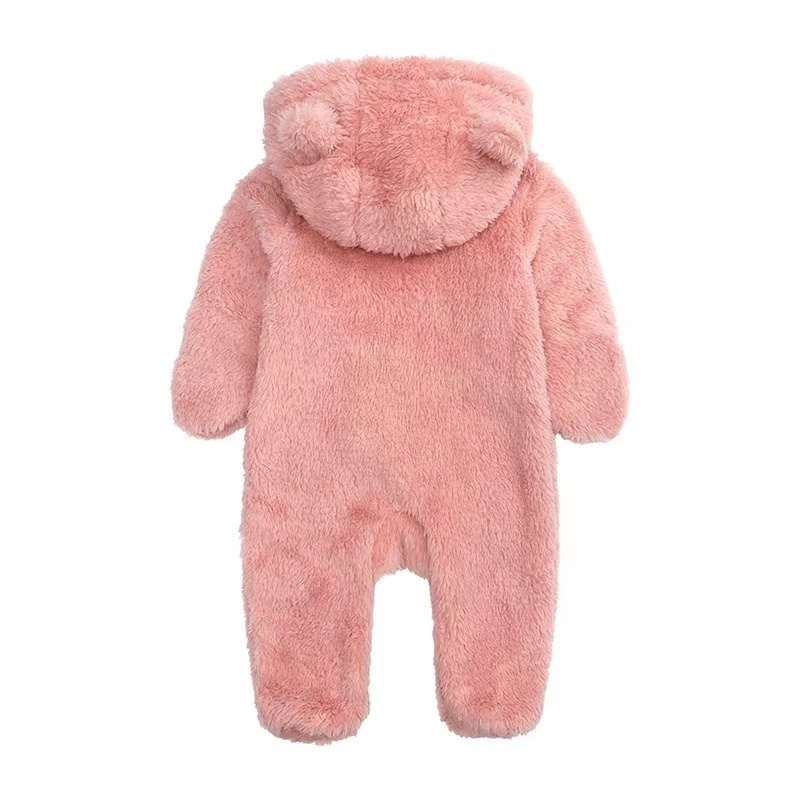 Conyson Stock Lot Solid Long Sleeve Children Clothing Vintage Zipper Outfit Hooded New Born Baby Boy Girl Winter Romper
