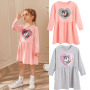 Conyson Hot Sale Sweet Girls Clothes Dresses Spring Autumn Long Sleeve Sequin Embroidery Patch Dress Kids Girl Hoodies Dress