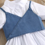 Conyson Hot Sale Suspender Plain Solid Formal Summer New Baby Cotton 2 Pieces Dress Ruffle Little Girls Floral Tutu  Kids Dress