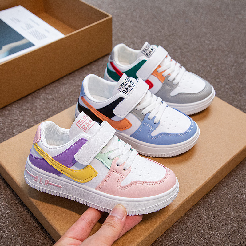 Conyson high quality kids spring autumn Korean fashion boutique designer buckle strap boy girls Outdoor pu leather sport sneaker