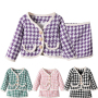 Conyson hot sale rts New fashion korea cotton Dress Baby kids designer Fall Clothes Girls clothing Long Sleeve short plaid skirt