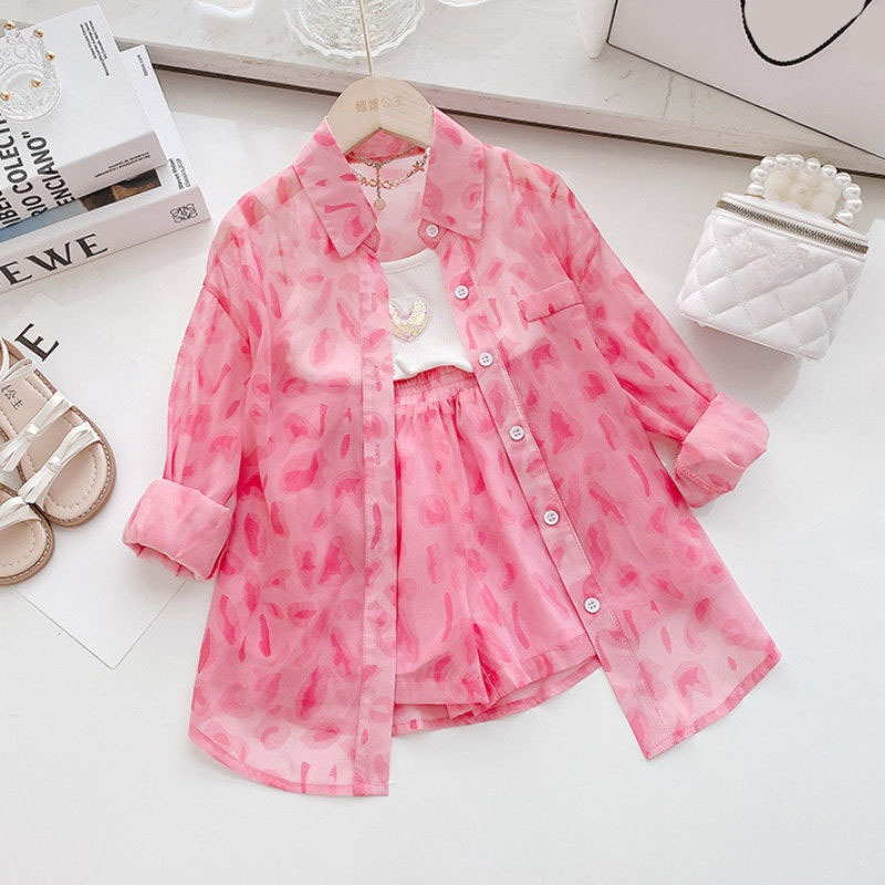 Conyson Autumn Baby Clothes Girls Pink Leopard 3 Piece Spring Kids Fashion Love Sling Vest Long Shirts Girl Casual Clothing Suit