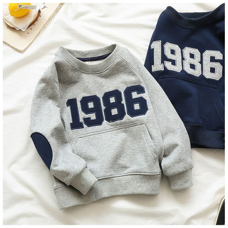 Kids Clothing Casual Letter Printing Pullover Sweatshirt Outwear Autumn Winter Warm Boys Plain Hoodies