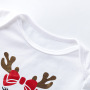 Baby Girl Christmas Long Sleeve Reindeer Jumpsuit Set Cartoon Print Dress Shoes Three-piece Suit Skirt Girl Party Costume