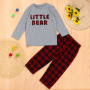 High Quality Custom 2 Pieces Knitted Kids Sleepwear mommy and me Plaid Pajamas Christmas Nightwear Sets