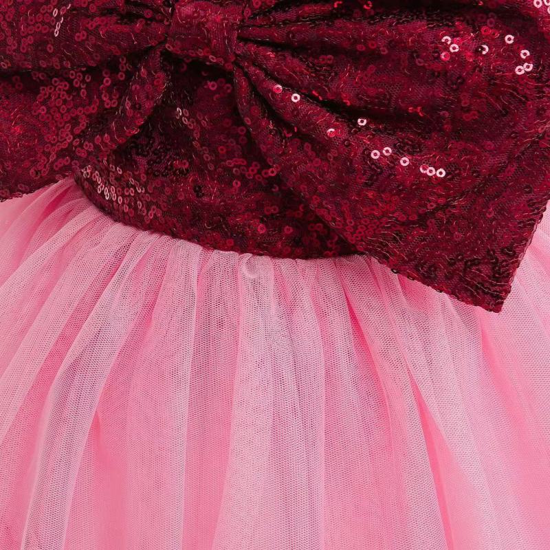 Conyson Kids Tutu Dress Easter Mesh Litter Girls Clothing Sleeveless Bow Sequin Formal Children Girl Evening Dresses
