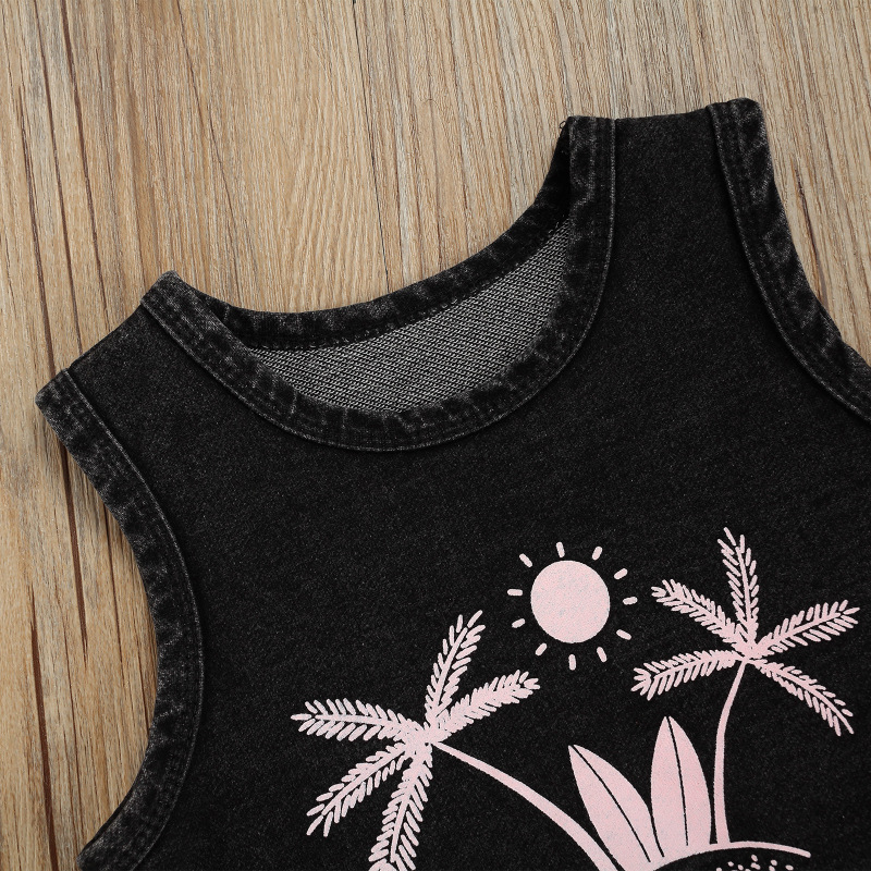 Conyson Wholesale Summer Causal Boys Clothes Sets Beachwear Trees Printed Sleeveless Pullover Vest Tops Shorts Kids Clothes Kid