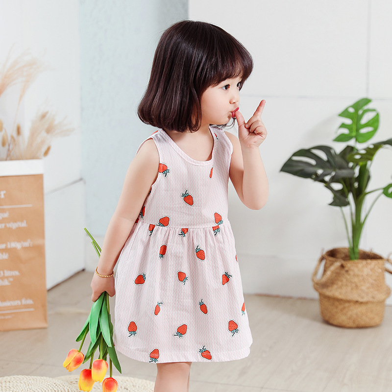 Pure Cotton Girls Skirt Baby Summer Little Girl Infant Baby Skirt Clothes Children'S One-Piece dress Sleeveless Baby Clothes