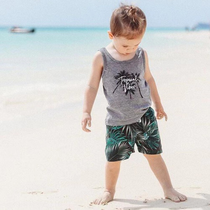 Conyson Wholesale Summer Beachwear Kids Boys Clothing Sets Printing Short Sleeve T-Shirts Shorts 2pcs Casual Boy Outfits