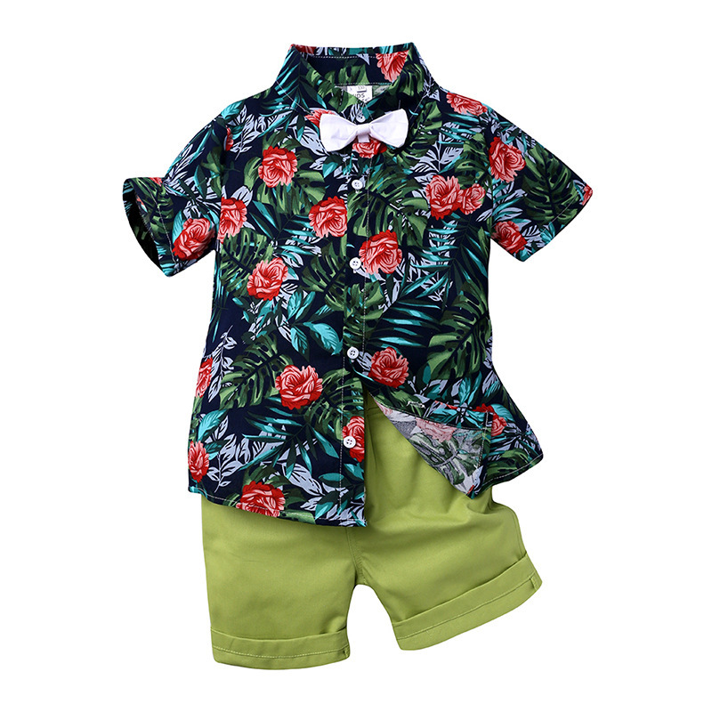 Conyson High Quality Boutique Boys Printed Short Sleeve Shirt and Shorts 2Pcs Boys Clothing Sets Baby Boys Summer Clothing Set