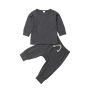 Conyson Wholesale Spring Cotton Long Sleeve Pants Solid Soft Cotton Infant Toddler Boy Clothes Suits Baby Girls Casual Suits