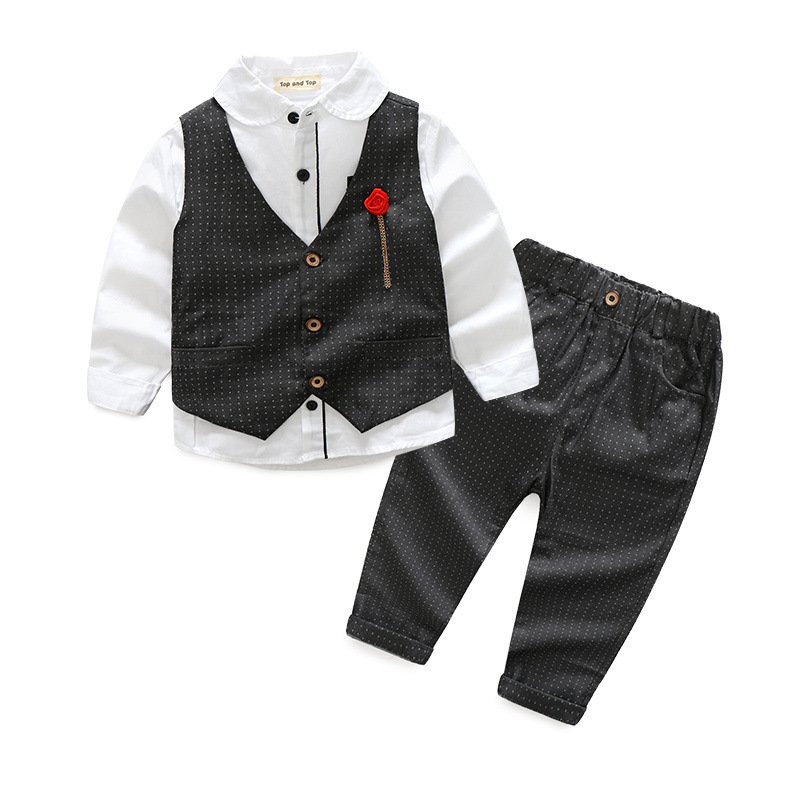 Conyson hot sale fashion autumn rts Boy kids boutique party suits children Clothing cotton Casual wholesale 3-piece clothes Sets