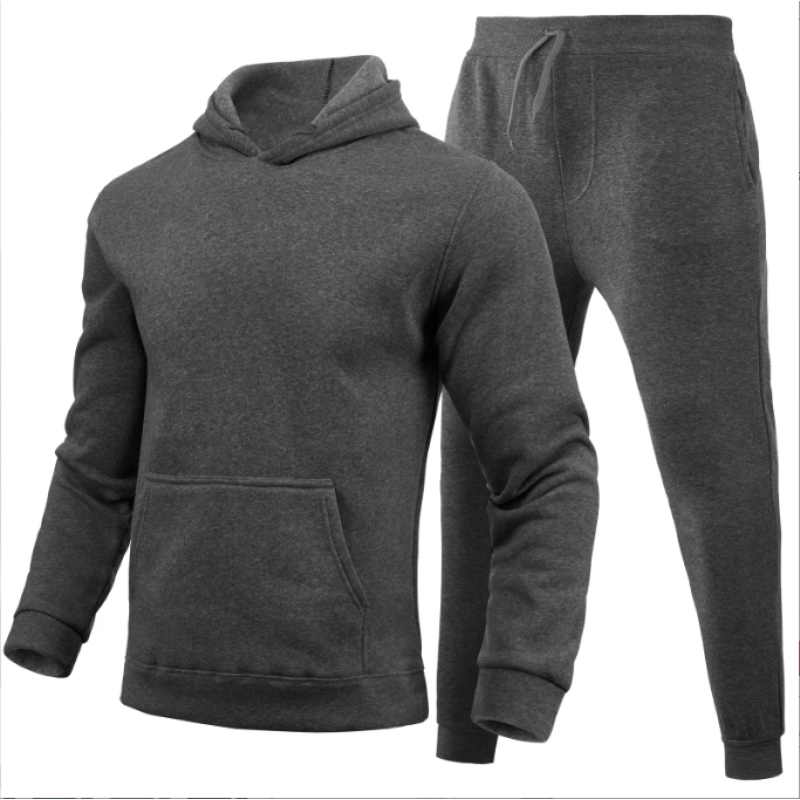 Factory sale fashion wear Custom Logo Made solid color Men's long Clothes Two-Piece Adult hoodie+pants Set Men's Clothing outfit