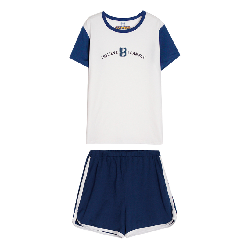 2020 Hot Sale 3-13Year Knitted O-Neck Korean Child Pajama Summer Kid Clothing Set For Boy
