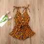 Conyson Summer Infant Baby Girls Clothing Leopard Overalls 4 Colors Sleeveless Button Shorts Jumpsuits Fashion Outfits