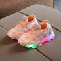 Conyson high quality korean summer fashion boutique toddler child baby shoes kid girl butterfly print led shining designer shoes