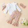 Conyson Newborn Baby Floral Clothes Set Infant Girls Ruffle Shirt Pants 2pcs Outfit Cotton Toddler Girls Flower Clothing Sets