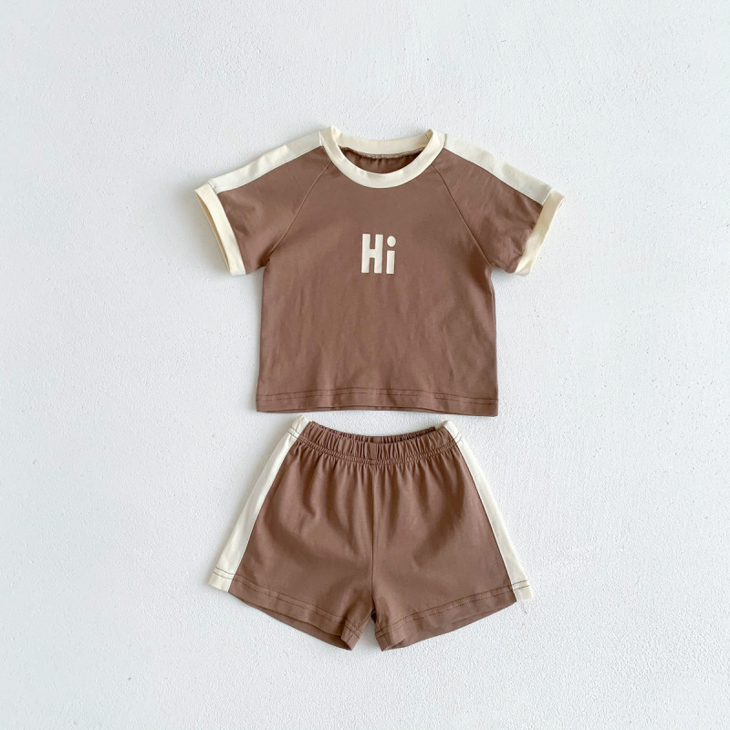 Conyson New Fashion Summer Unisex Newborn Organic Print Korean Casual Infant Short-Sleeved T-shirt Shorts Two-Piece Baby Set