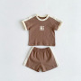 Conyson New Fashion Summer Unisex Newborn Organic Print Korean Casual Infant Short-Sleeved T-shirt Shorts Two-Piece Baby Set