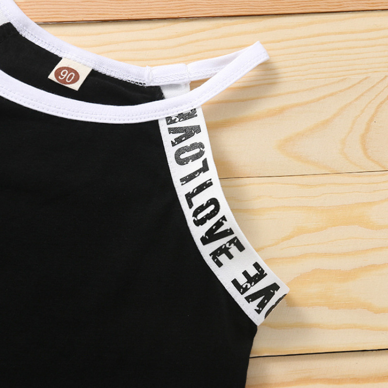 Conyson Wholesale Girl Clothes Set Summer outfit Letter Sleeveless Tank Top Shorts Outfits Fashion New Kids Girl Tracksuit Set