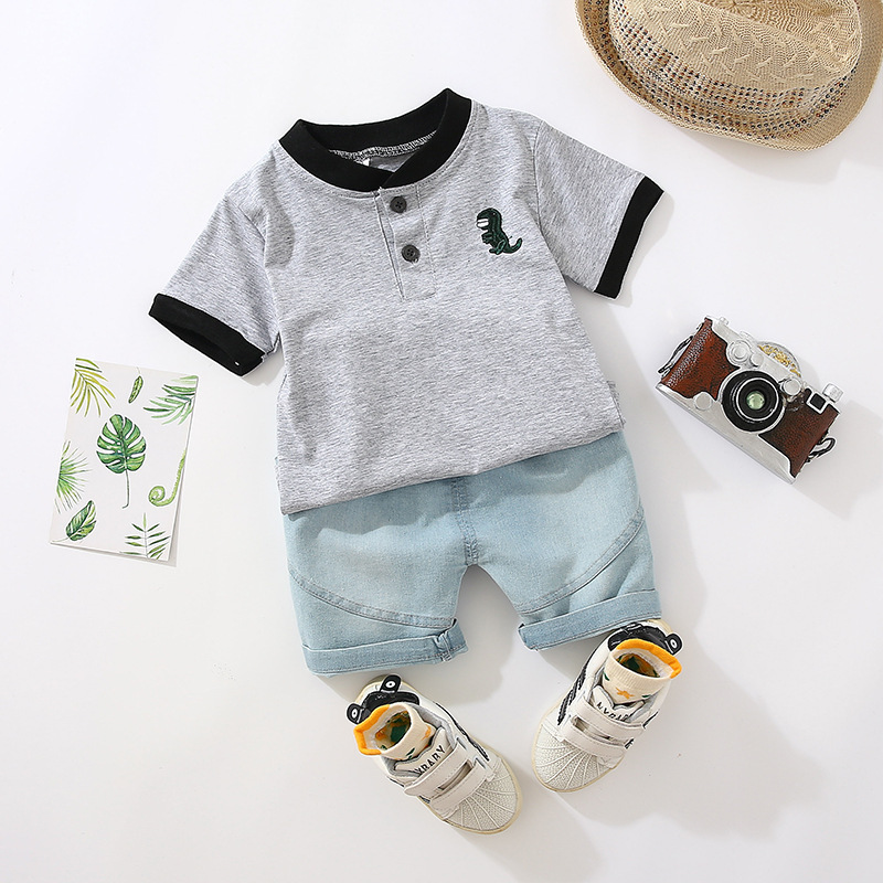 Conyson Hot Sale Polo Fashion Summer Children's 2 Pieces Sets Different Design T-shirt And Short Pants Baby Boy Sets