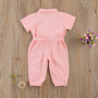 Baby Girls Denim Jumpsuit Overalls 2022 Kids Clothes Toddler Short Sleeve Lapel Pocket Long Pant Romper Children Outfit