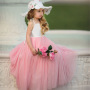 Conyson Hot Sale Summer Baby Girls Princess Party Dress Flower Children Clothes Maxi Net Gauze Pompous Skirt Girls Halter Dress